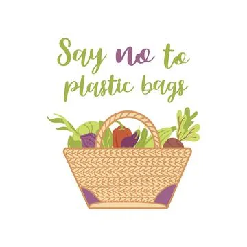 Eco-friendly wicker basket shopper with vegetables. Onion, cabbage, eggplant Stock Illustration