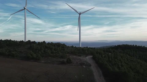 Eco-friendly wind power from aerial perspective Stock Footage 327125835