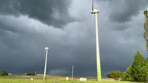 Eco-Friendly Wind Turbines Generating Clean Energy in Nature Stock Footage 308852017
