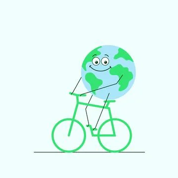 Eco friendly,globe sits on a bicycle Stock Illustration