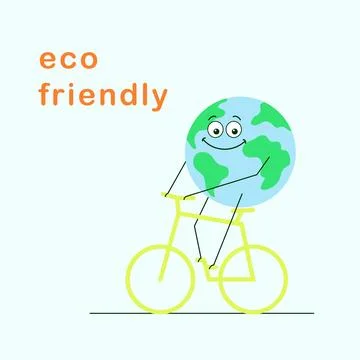 Eco friendly,globe sits on a bicycle Stock Illustration