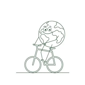 Eco friendly,globe sits on a bicycle Stock Illustration