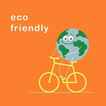 Eco friendly,globe sits on a bicycle Stock Illustration