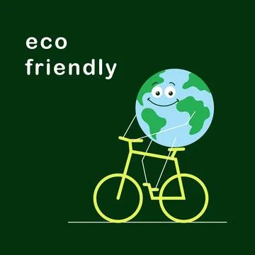 Eco friendly,globe sits on a bicycle Stock Illustration
