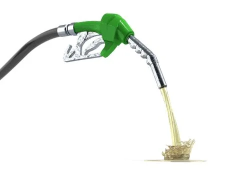 Eco Fuel concept nozzle pump with hose 3d render on white background Stock Illustration