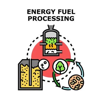 Eco fuel processing creating renewable energy production cycle Stock Illustration