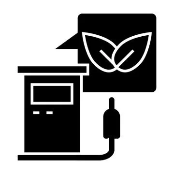 Eco fuel solid icon. Eco refueling vector illustration isolated on white. Eco Stock Illustration