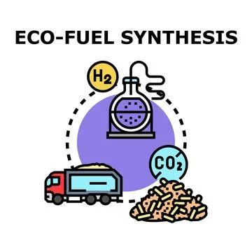 Eco fuel synthesis process creating green energy Stock Illustration