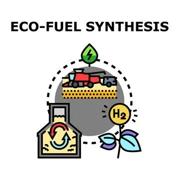 Eco fuel synthesis process vector concept creating renewable energy Stock Illustration