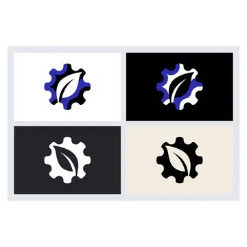 Eco Gear Logo Icon Set for Sustainable Industry Stock Illustration