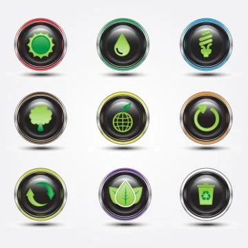 Eco glossy button Stock Illustration