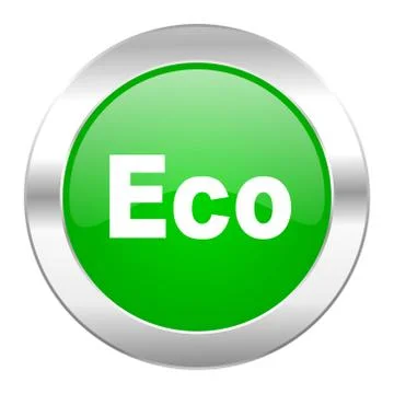 Eco green circle chrome web icon isolated. Ilustración de archivo