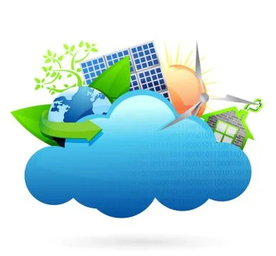 Eco green cloud computing concept Illustrazione stock
