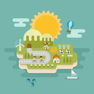 Eco green concept , flat design Stock Illustration