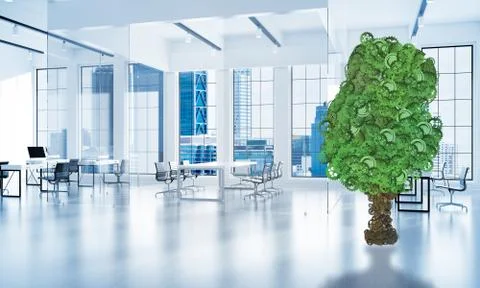 Eco green environment concept presented by tree as working mecha Stock Illustration