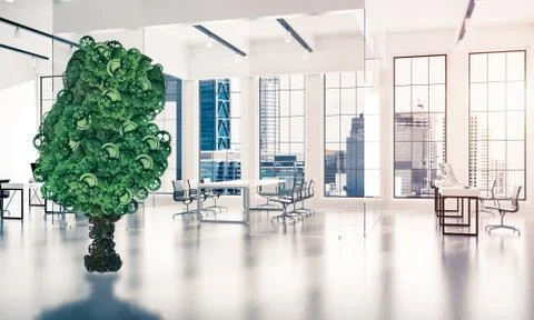 Eco green environment concept presented by tree as working mecha Illustrazione stock