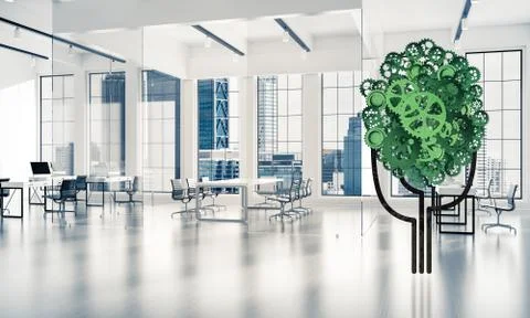 Eco green environment concept presented by tree as working mecha Stock Illustration