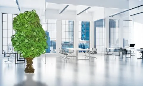 Eco green environment concept presented by tree as working mechanism or engine Stock Illustration