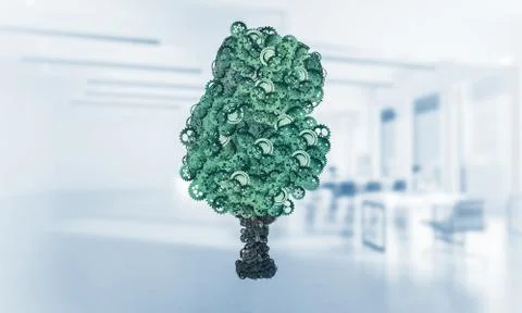 Eco green environment concept presented by tree as working mecha Stock-Illustration