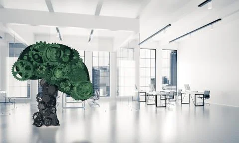 Eco green environment concept presented by tree as working mecha Stock Illustration