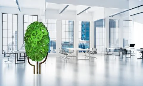 Eco green environment concept presented by tree as working mechanism or engine Illustrazione stock