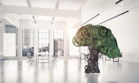 Eco green environment concept presented by tree as working mecha Stock Illustration