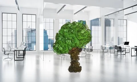 Eco green environment concept presented by tree as working mechanism or engine Illustrazione stock