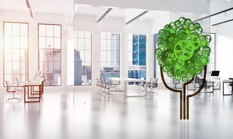 Eco green environment concept presented by tree as working mechanism or engine Illustrazione stock