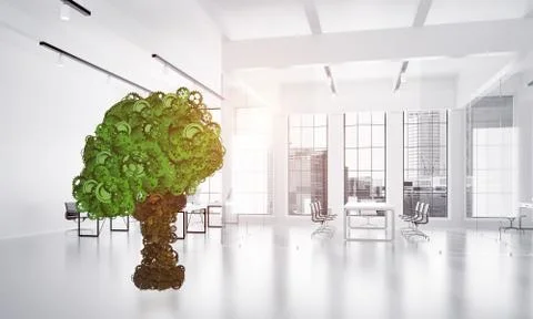 Eco green environment concept presented by tree as working mechanism or engine Stock Illustration