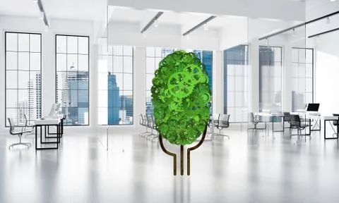 Eco green environment concept presented by tree as working mechanism or engine Illustrazione stock