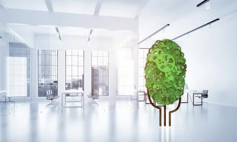 Eco green environment concept presented by tree as working mecha Illustrazione stock