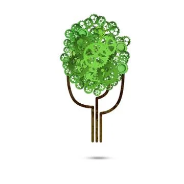 Eco green environment concept presented by tree as working mechanism or engine Stock Illustration