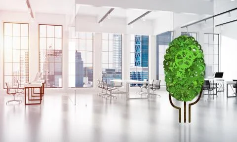 Eco green environment concept presented by tree as working mechanism or engine Stock Illustration