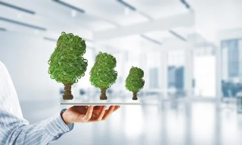 Eco green environment concept presented by tree as working mechanism or engine Foto stock