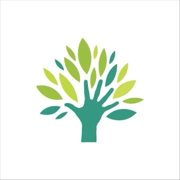 Eco green hand logo vector design people who protect nature concept inspirati Stock Illustration
