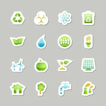 Eco green icons set Stock Illustration