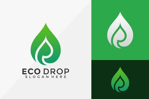 Eco Green Leaf Drop Logo Design, Modern Logo Designs Vector Illustration Temp Stock Illustration