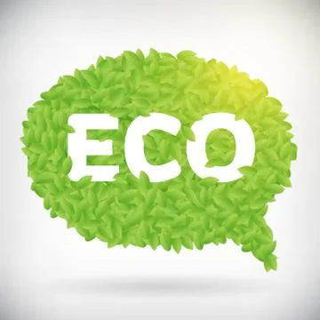 ECO green speech bubble leaf vector illustration. isolated from background. l Illustrazione stock
