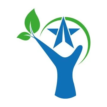 Eco Hand Star Leaf Logo Design Growth nature wellness care icon vector template Stock Illustration