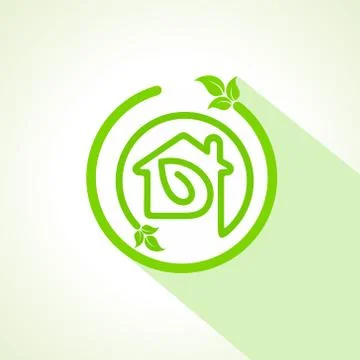 Eco home icon with leaf Stock Illustration
