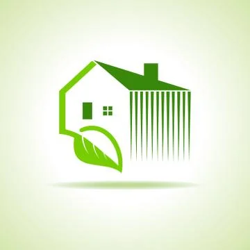 Eco home icon with leaf on white background stock vector Stock Illustration