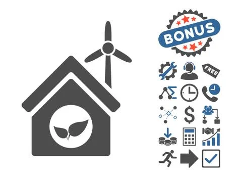 Eco House Building Flat Vector Icon With Bonus Ilustración de archivo