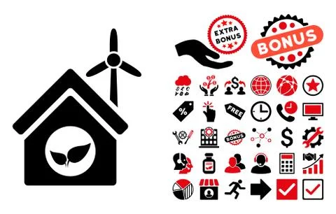 Eco House Building Flat Vector Icon with Bonus Ilustración de archivo
