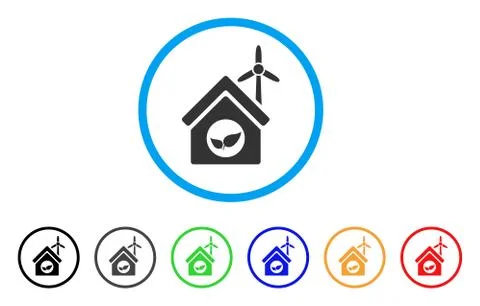 Eco House Building Rounded Icon Ilustración de archivo