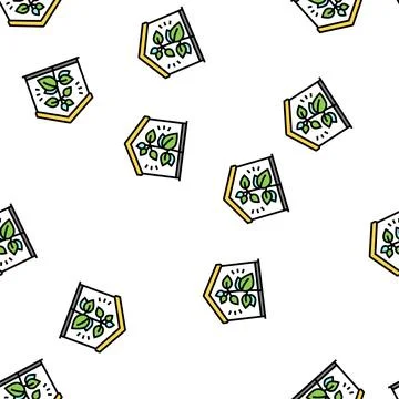 Eco house building vector seamless pattern Stock Illustration