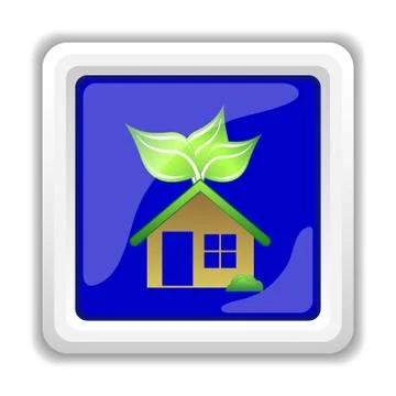 Eco house icon. Internet button on white background.. Stock Illustration