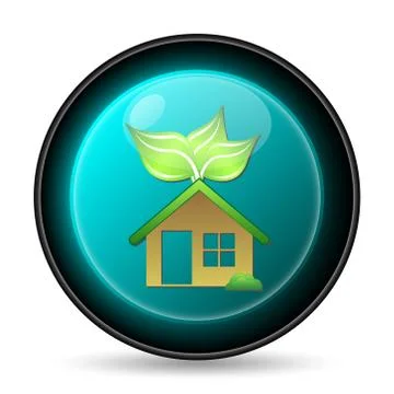 Eco house icon. Internet button on white background.. Ilustración de archivo