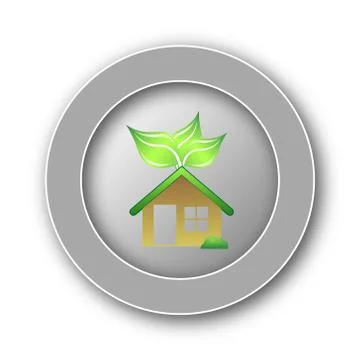 Eco house icon. Internet button on white background.. Ilustración de archivo