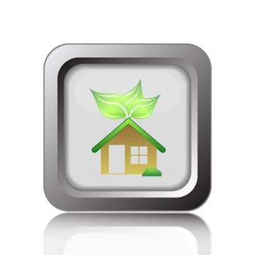 Eco house icon. Internet button on white background.. Ilustración de archivo
