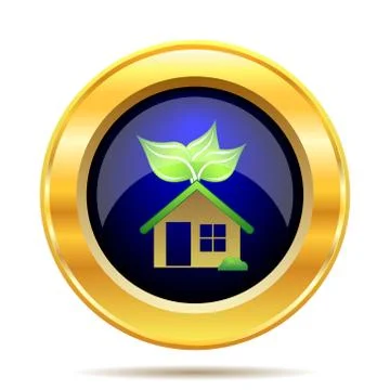 Eco house icon. Internet button on white background.. Ilustración de archivo
